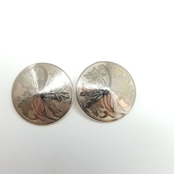 Vintage Cone Shaped Clip On Earrings, Silver Tone Setting Screw Backs, Estate - Picture 5 of 6